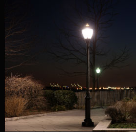 Traditional Path Lighting with a Mercury Discharge Lamp to give crisp clean white light.